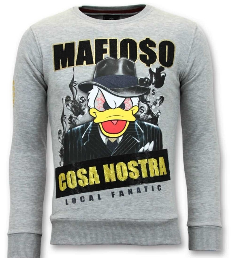 Sudaderas local fanatic | Sudadera Hombre -Cosa Nostra Mafioso - Gris