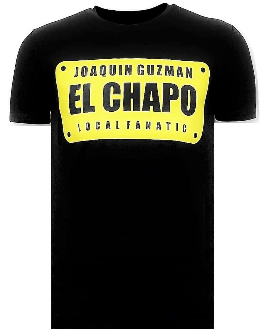 Camisetas local fanatic | Camiseta Hombre - Joaquin Guzman El Chapo - Negro