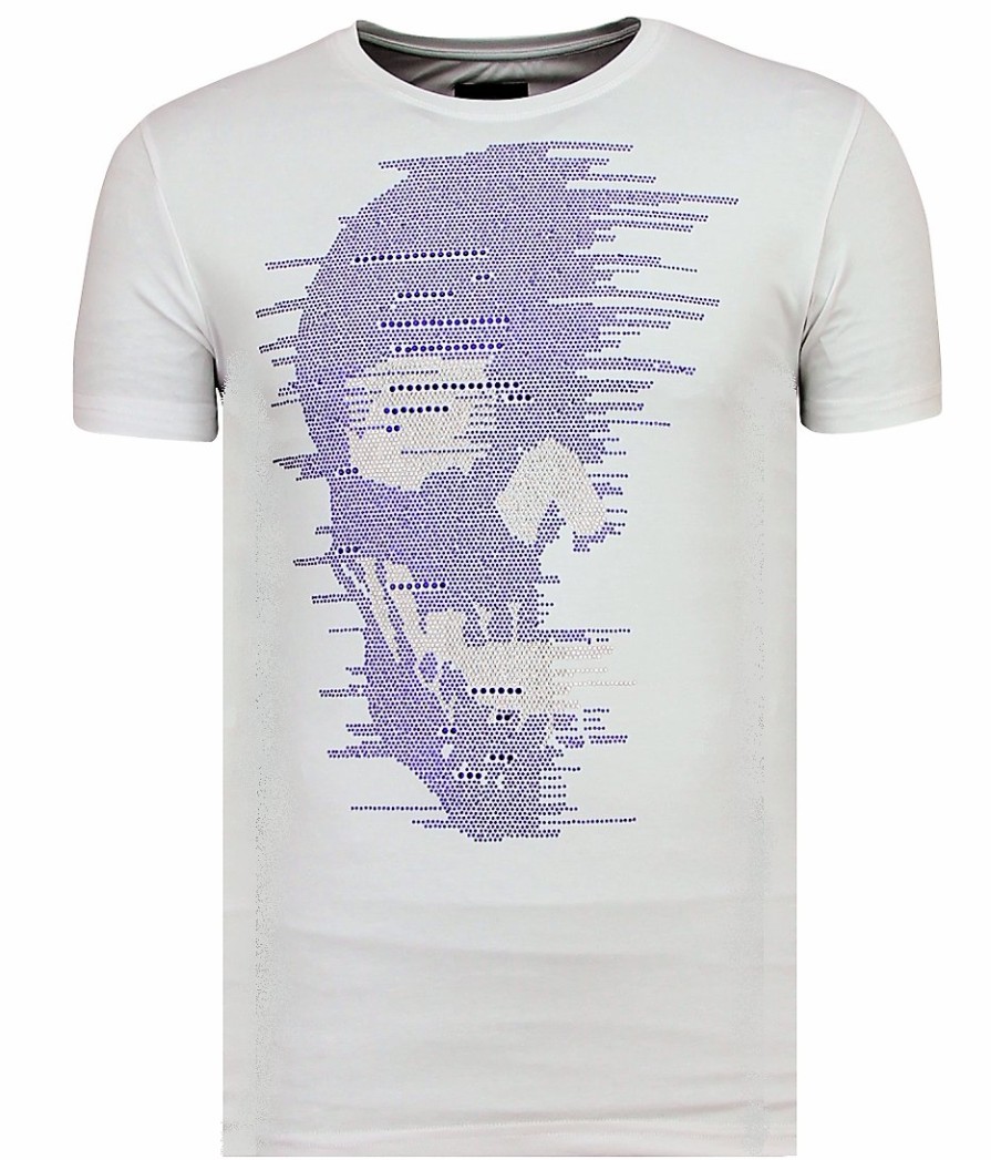 Camisetas local fanatic | Camiseta Hombre - Rhinestone Skull - Blanco