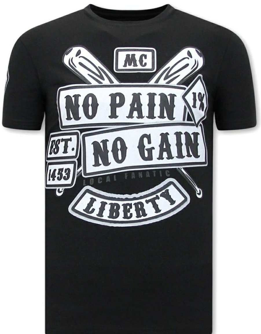 Camisetas local fanatic | Camiseta Hombre - Mc No Pain No Gain 1% - Negro