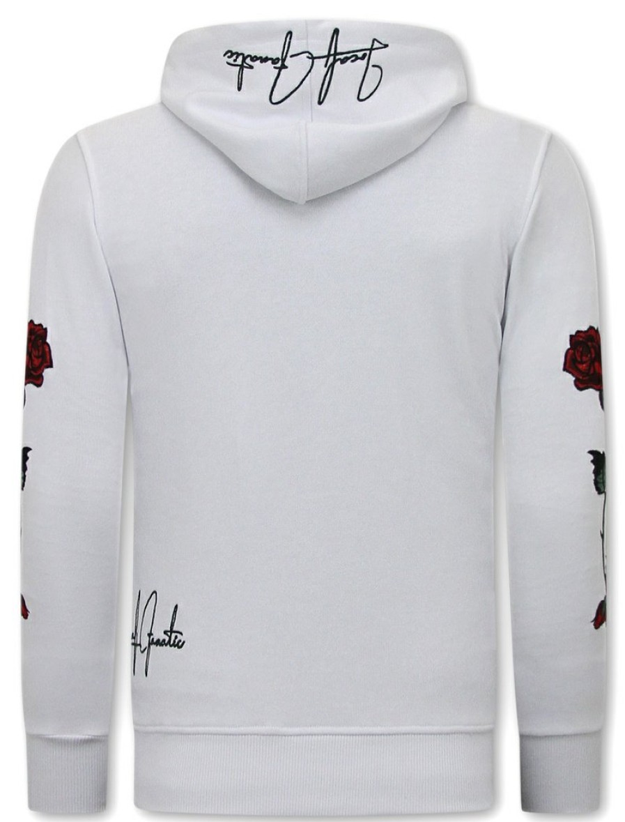 Sudaderas local fanatic | Hombres Con Capucha - Love & Roses - Blanco