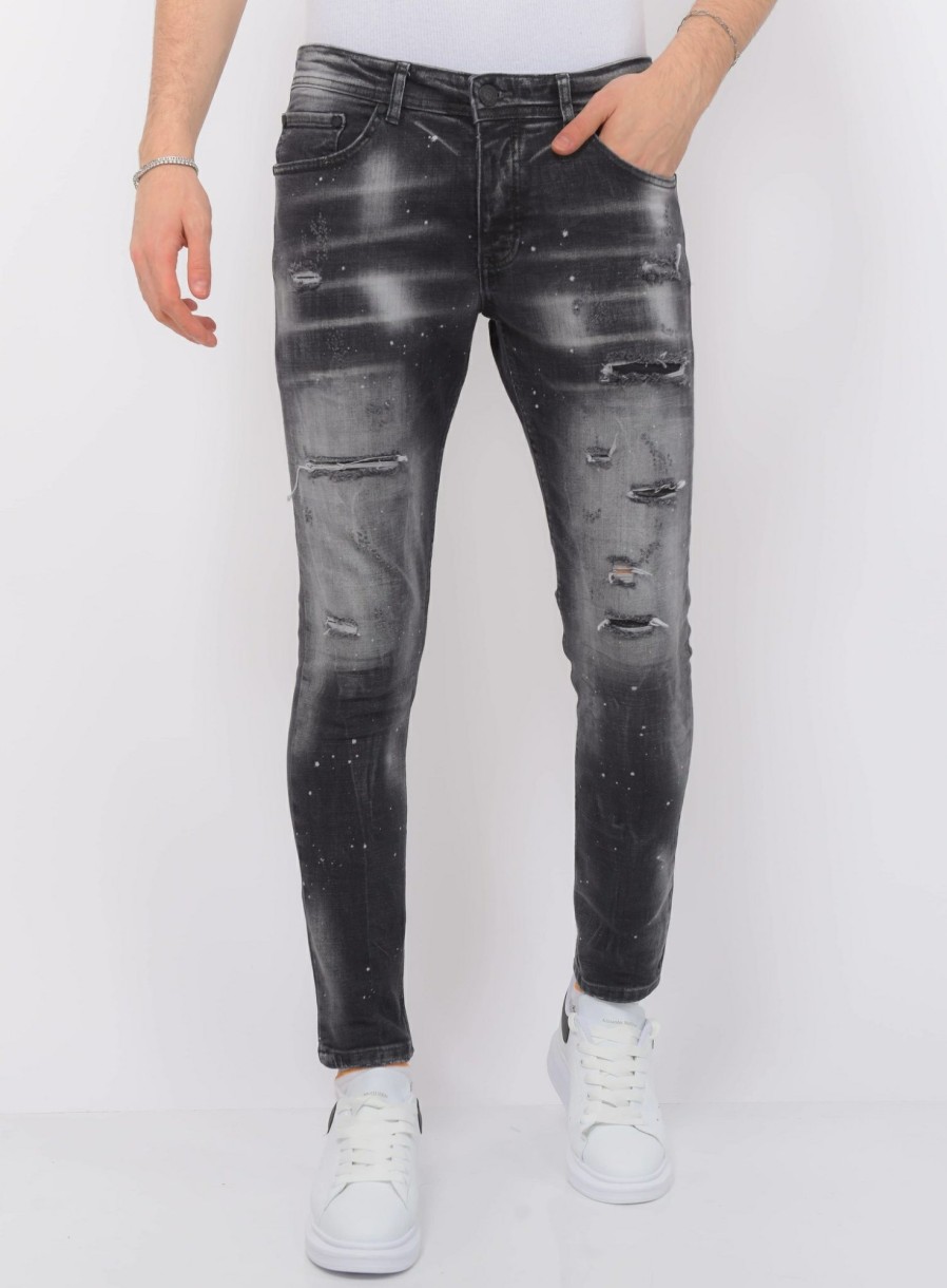 Vaqueros local fanatic | Distressed Jeans Hombre - Slim Fit -1087- Negro