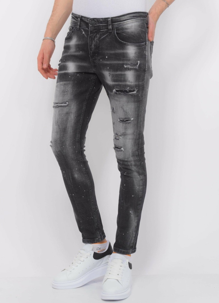 Vaqueros local fanatic | Distressed Jeans Hombre - Slim Fit -1087- Negro