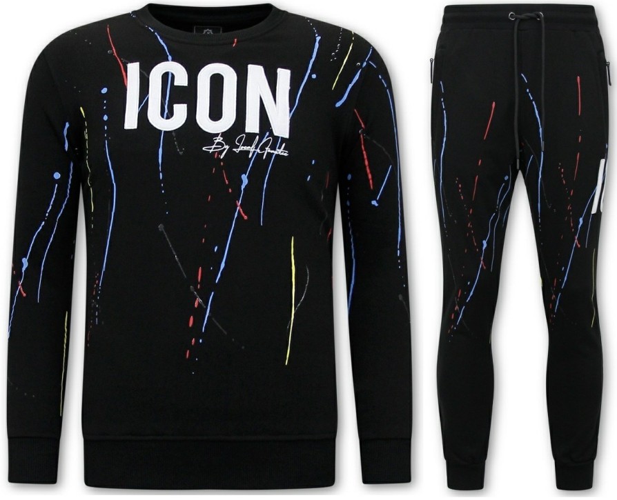 Chandals local fanatic | Chandal Hombres- Icon Painted - Negro