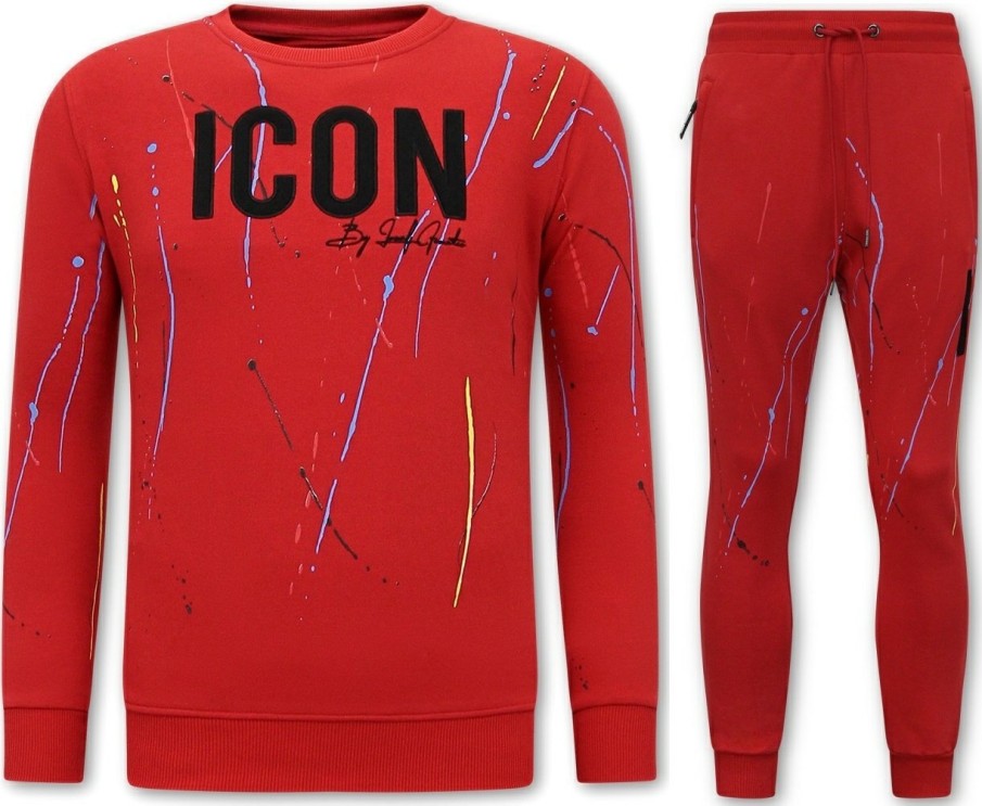 Chandals local fanatic | Chandal Hombres- Icon Painted - Rojo