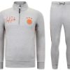 Chandals local fanatic | Chandal Hombres- Hoodless Half Zipper - Gris / Naranja