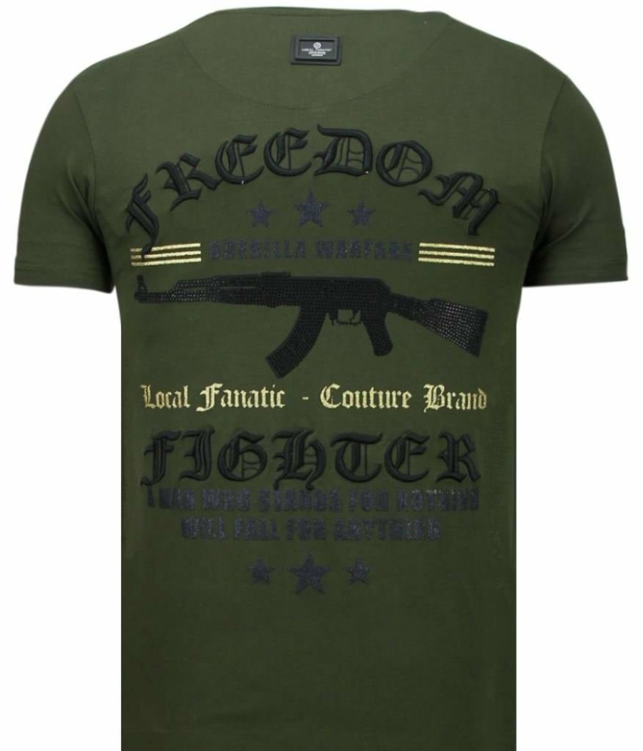 Camisetas local fanatic | Camiseta Hombre - Freedom Fighter - Verde