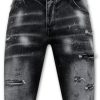 Pantalones Cortos local fanatic | Distressed Short Stonewash - Slim Fit -1087- Negro