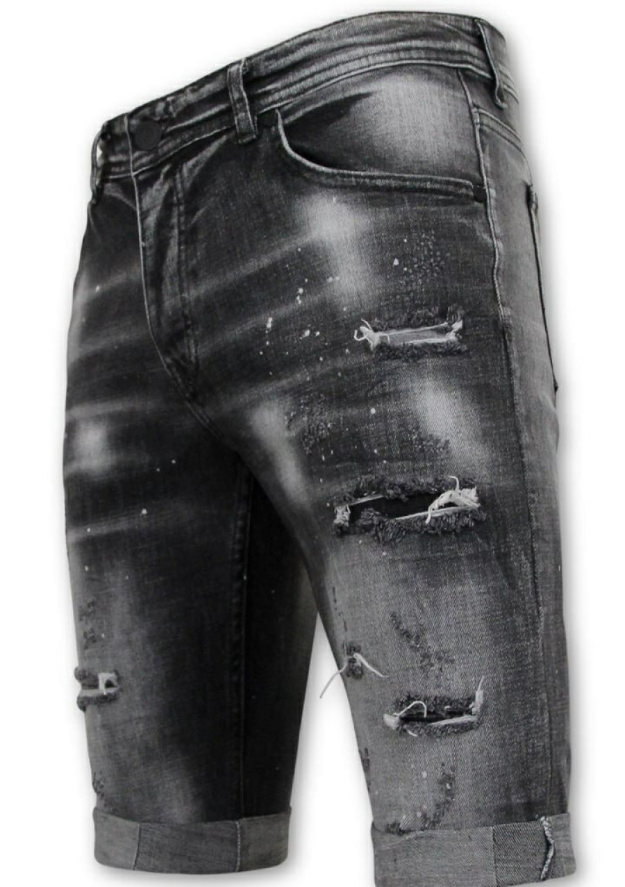 Pantalones Cortos local fanatic | Distressed Short Stonewash - Slim Fit -1087- Negro