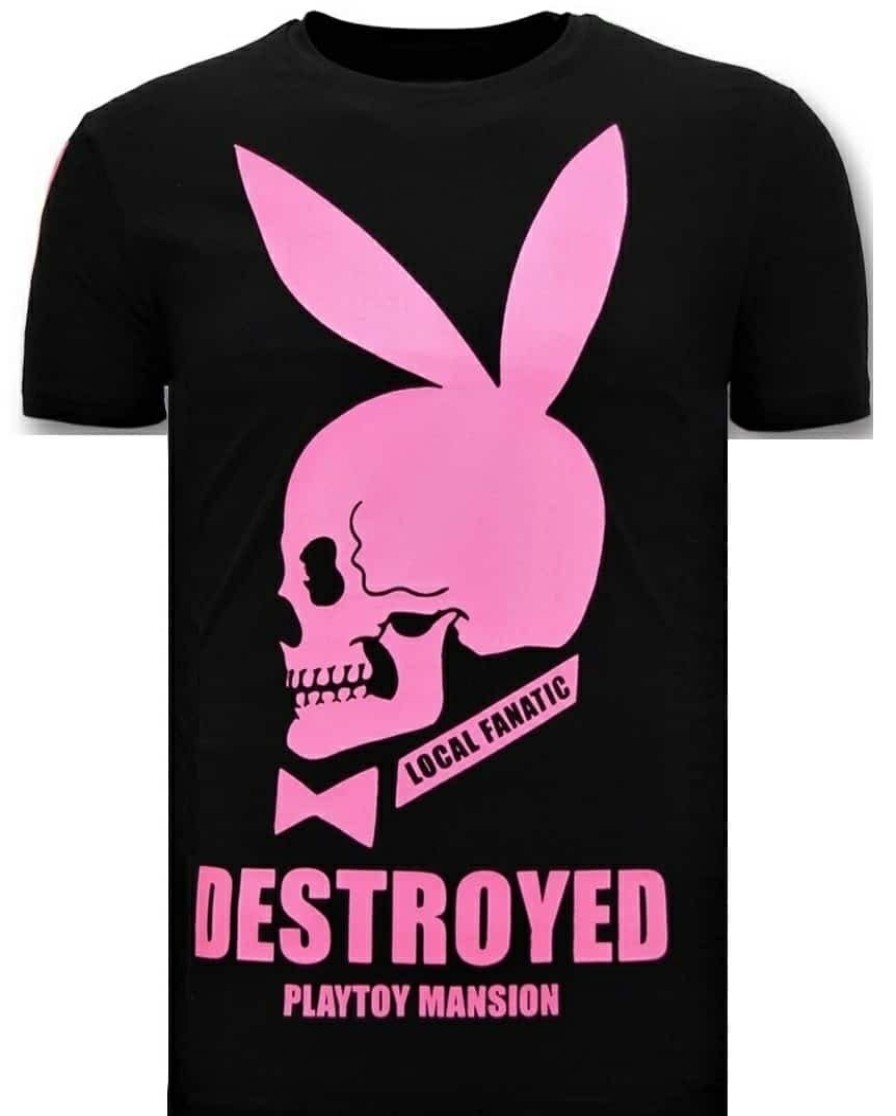 Camisetas local fanatic | Camiseta Hombre - Destroyed Playtoy - Negro