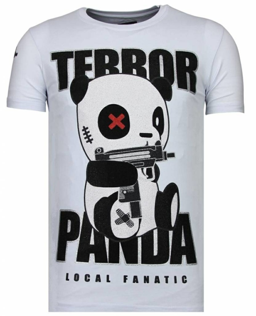 Camisetas local fanatic | Camiseta Hombre - Terror Panda - Blanco