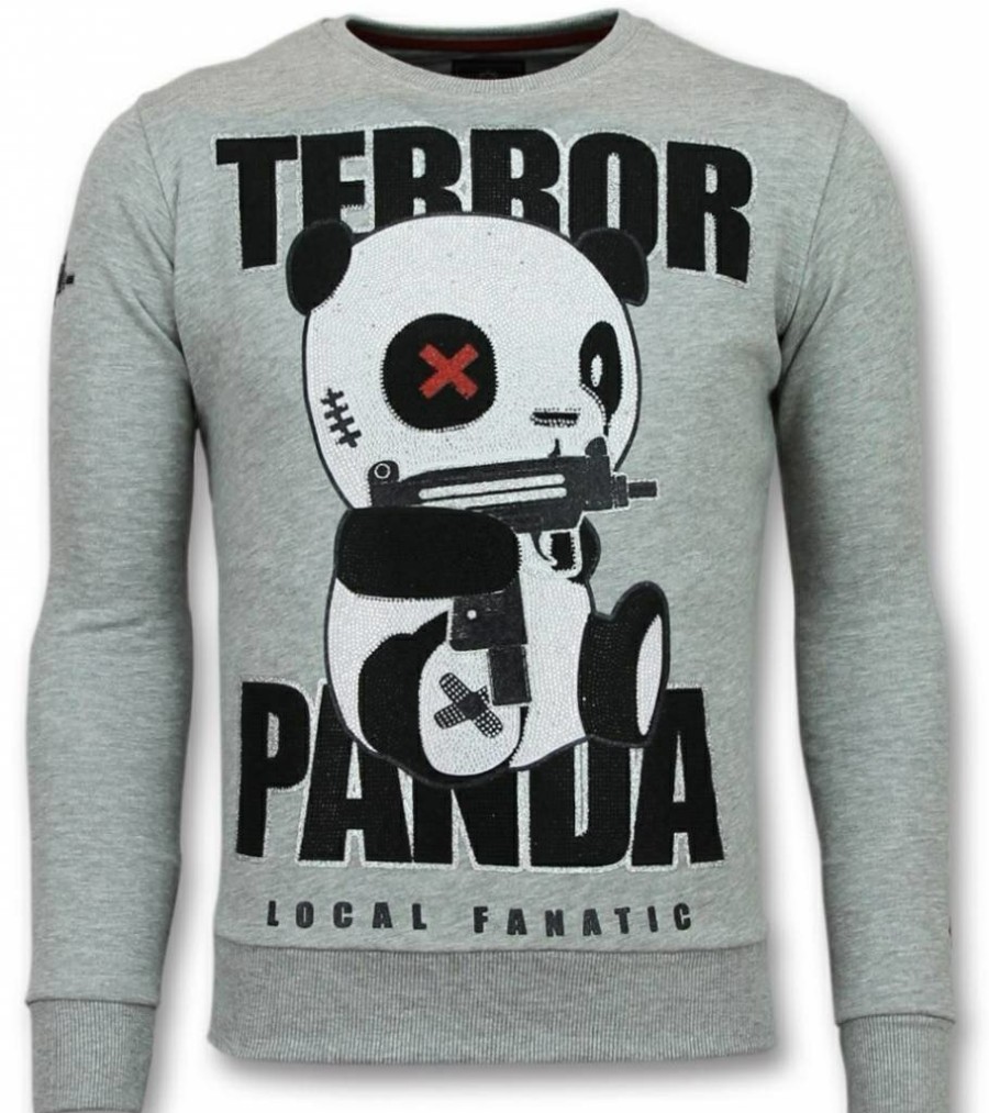 Sudaderas local fanatic | Sudadera Hombre - Terror Panda - Gris