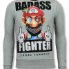 Sudaderas local fanatic | Sudadera Hombre - Badass Fighter - Gris