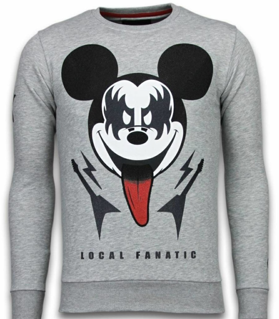 Sudaderas local fanatic | Sudadera Hombre - Kiss My Mickey - Gris