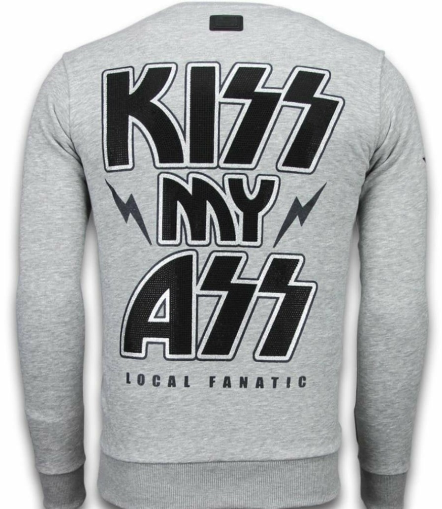 Sudaderas local fanatic | Sudadera Hombre - Kiss My Mickey - Gris