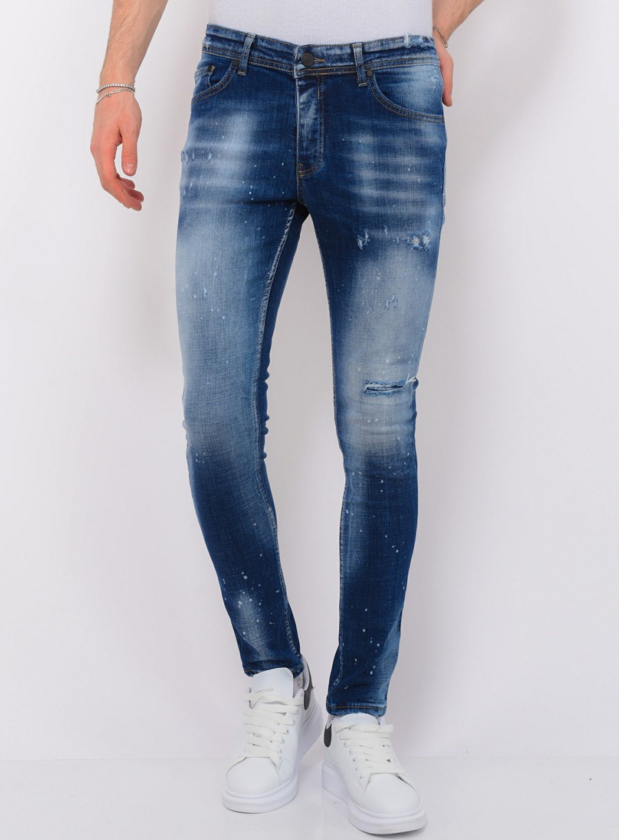 Vaqueros local fanatic | Blue Stone Washed Jeans Hombre - Slim Fit -1076- Azul