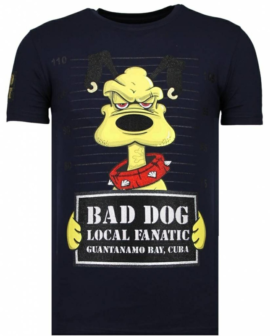 Camisetas local fanatic | Bad Dog - Rhinestone T-Shirt - Navy