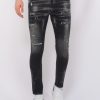 Vaqueros local fanatic | Paint Splatter Jeans Stonewash Hombre - Slim Fit -1084- Negro