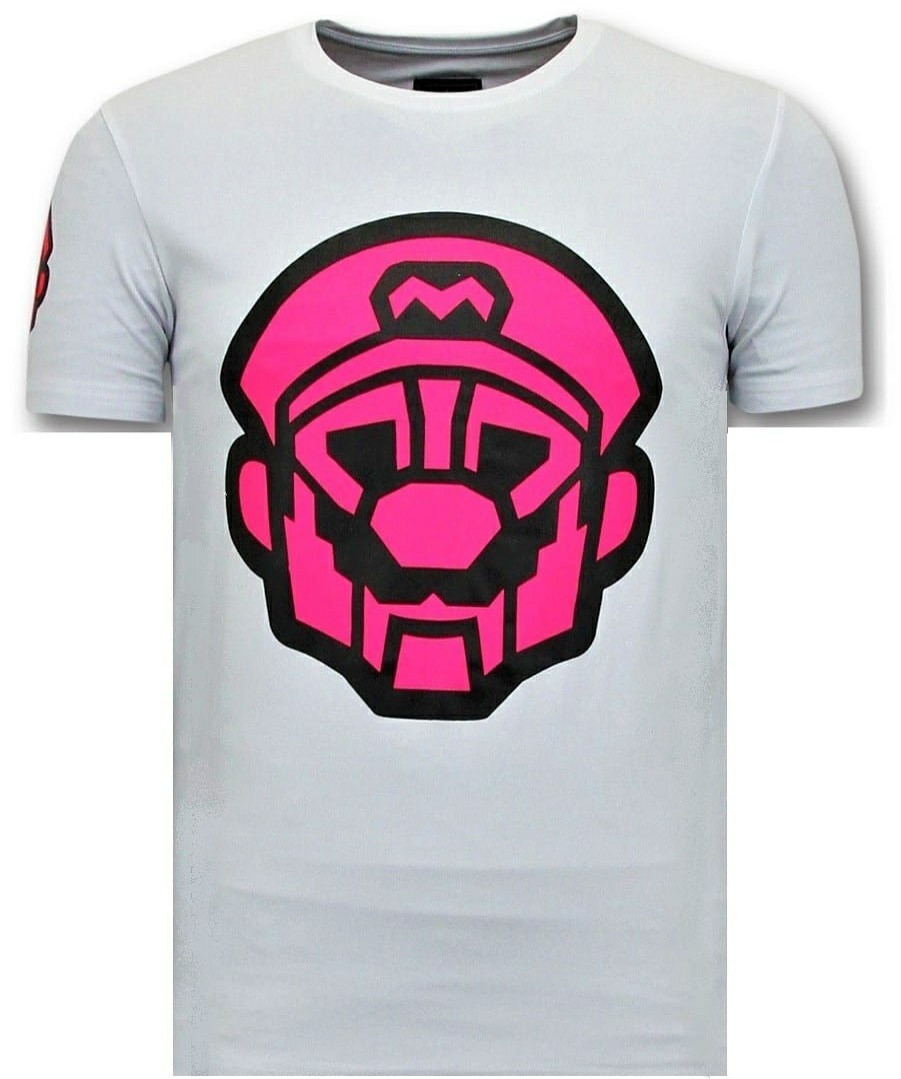 Camisetas local fanatic | Camiseta Hombre - Mario Neon - Blanco