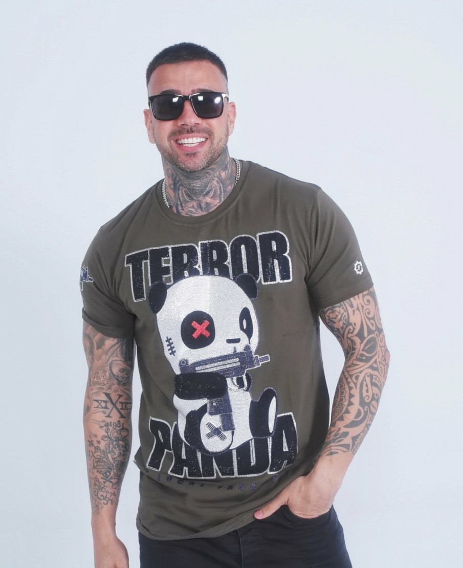 Camisetas local fanatic | Camiseta Hombre - Terror Panda - Verde