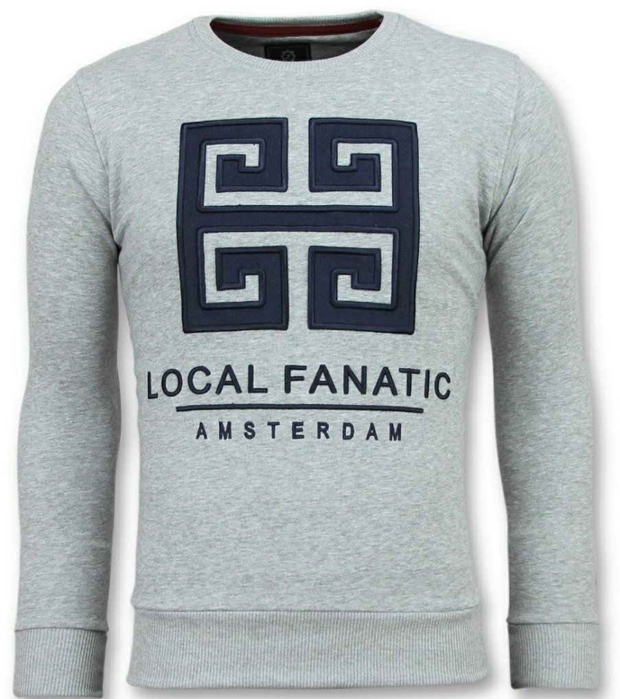 Sudaderas local fanatic | Sudadera Hombre - Greek Key Border - Gris