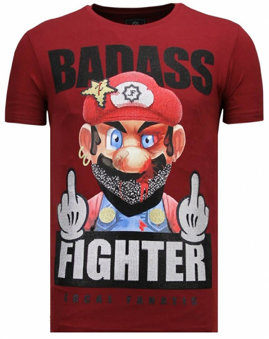 Camisetas local fanatic | Camiseta Hombre - Badass Fighter - Burdeos