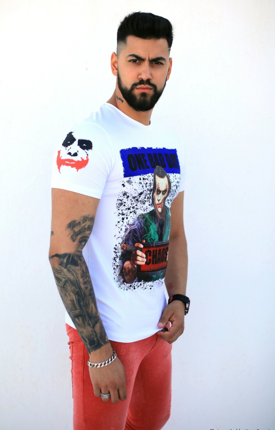 Camisetas local fanatic | Camiseta Hombre - The Joker Chaos - Blanco