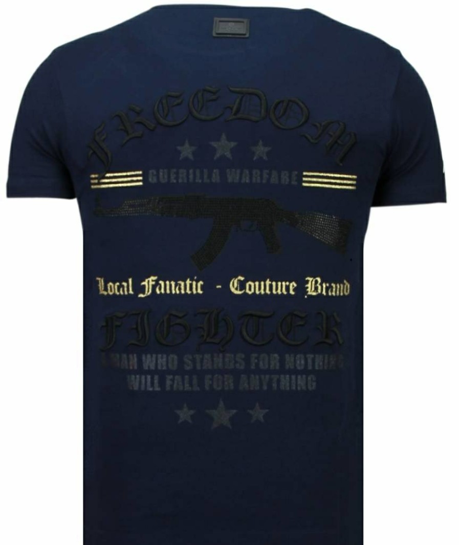 Camisetas local fanatic | Camiseta Hombre - Freedom Fighter - Azul