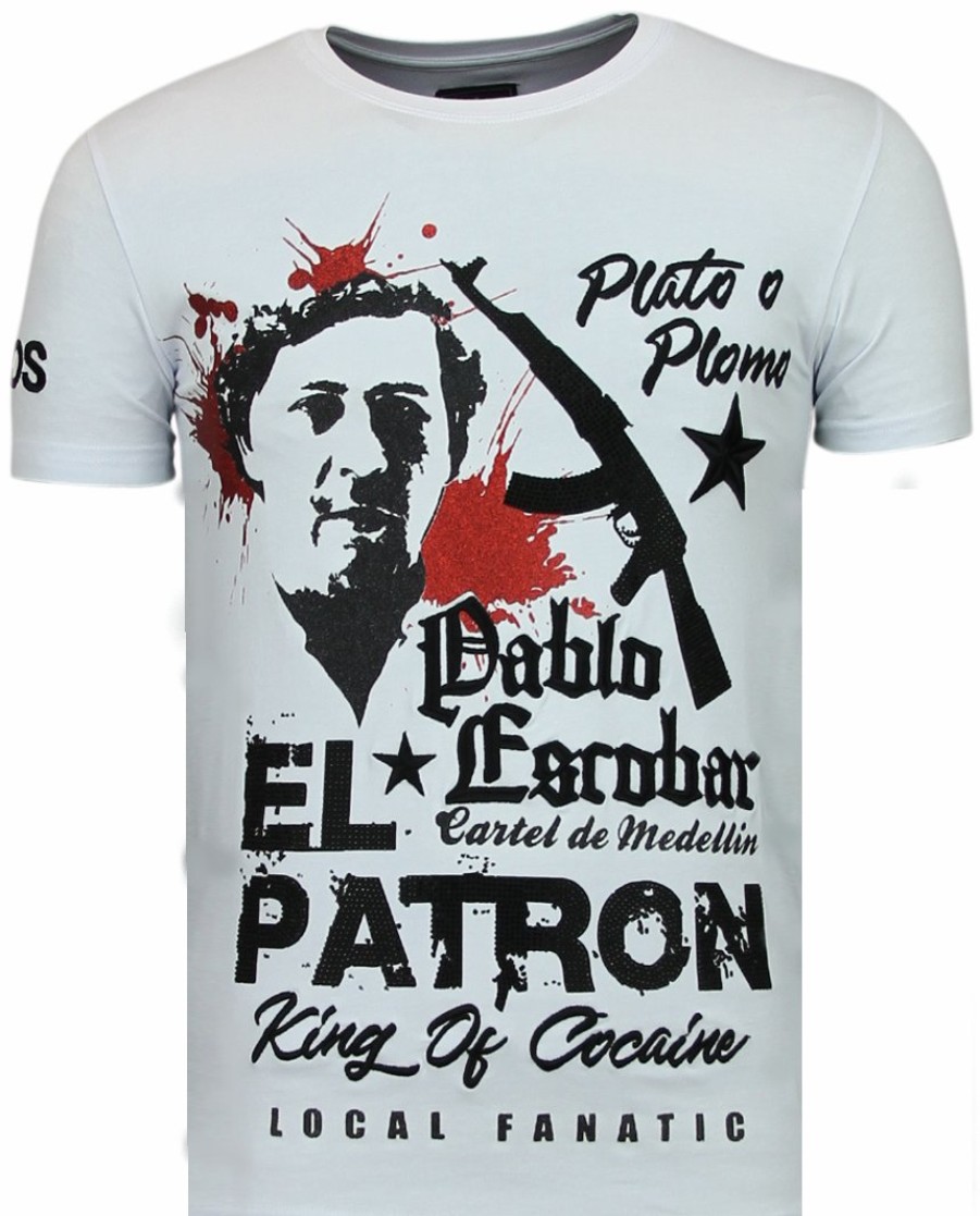 Camisetas local fanatic | Camiseta Hombre - El Patron Pablo Escobar - Blanco