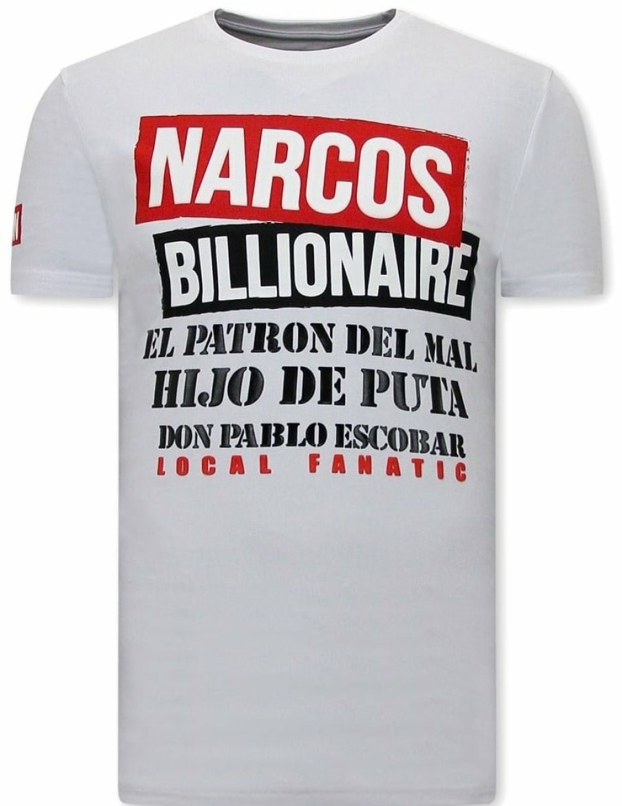 Camisetas local fanatic | Camiseta Hombre - Narcos Billionaire - Blanco