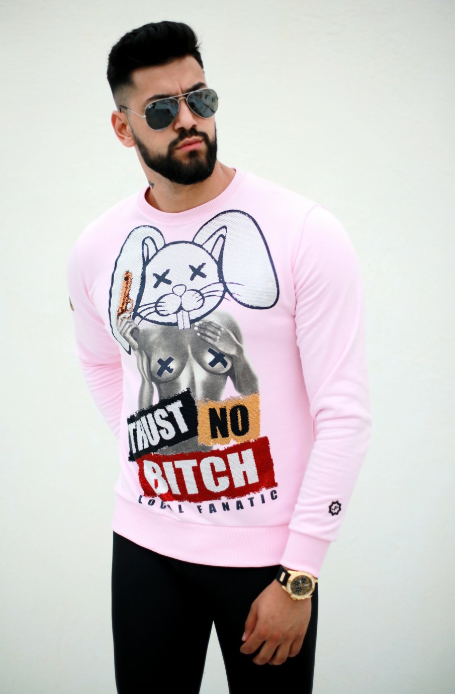 Sudaderas local fanatic | Sudadera Hombre - Trust No Bitch - Rosa