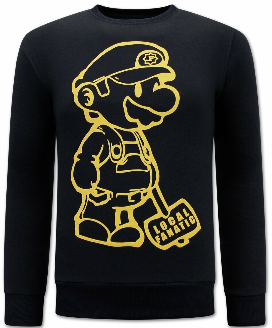 Sudaderas local fanatic | Sudadera Hombre - Cartoon Design – Negro