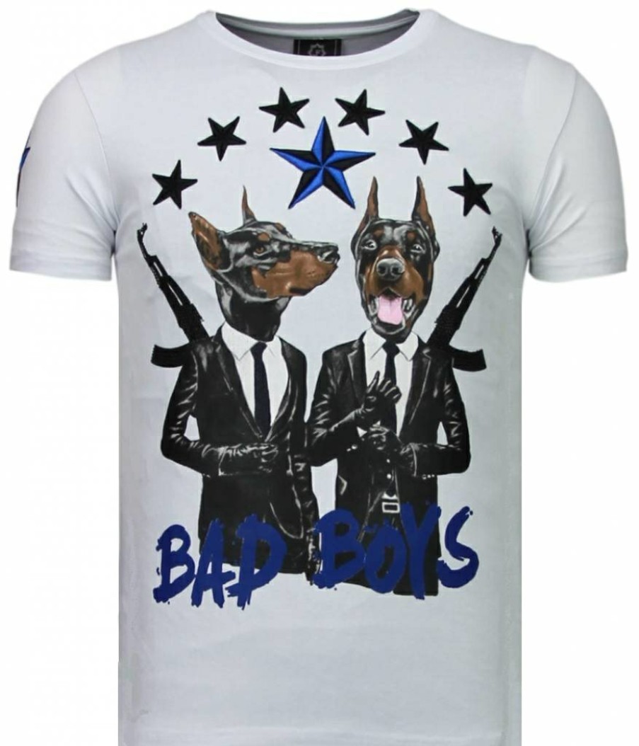 Camisetas local fanatic | Camiseta Hombre - Bad Boys Pinscher - Blanco