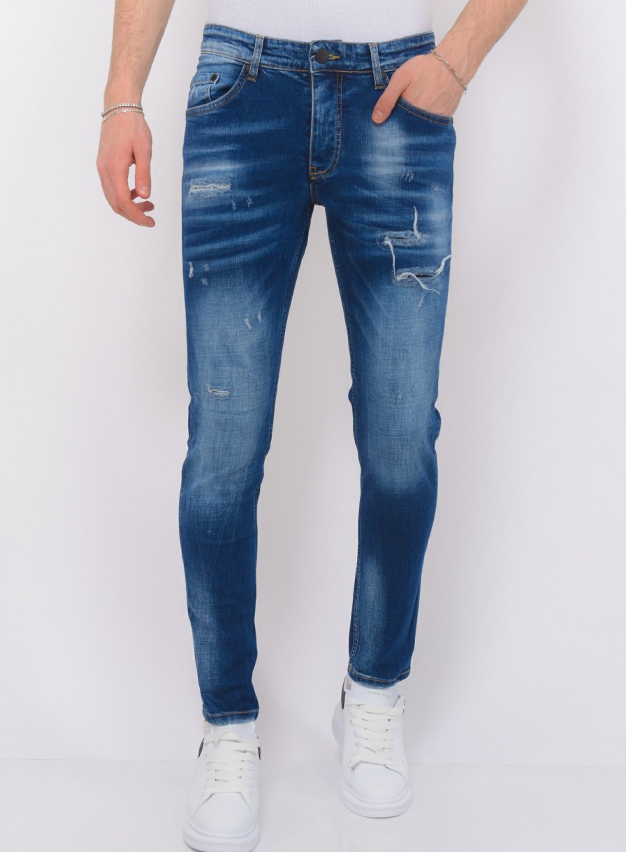 Vaqueros local fanatic | Blue Ripped Jeans Hombre - Slim Fit -1081- Azul