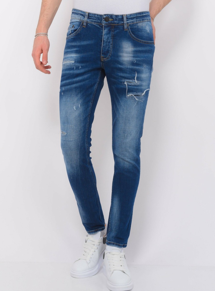 Vaqueros local fanatic | Blue Ripped Jeans Hombre - Slim Fit -1081- Azul