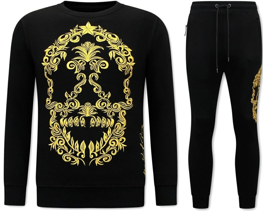 Chandals local fanatic | Chandal Hombres- Golden Skull Embroidery - Negro