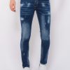 Vaqueros local fanatic | Paint Splatter Jeans Hombre - Slim Fit -1077- Azul