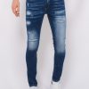 Vaqueros local fanatic | Stretch Denim With Paint Hombre - Slim Fit -1074- Azul