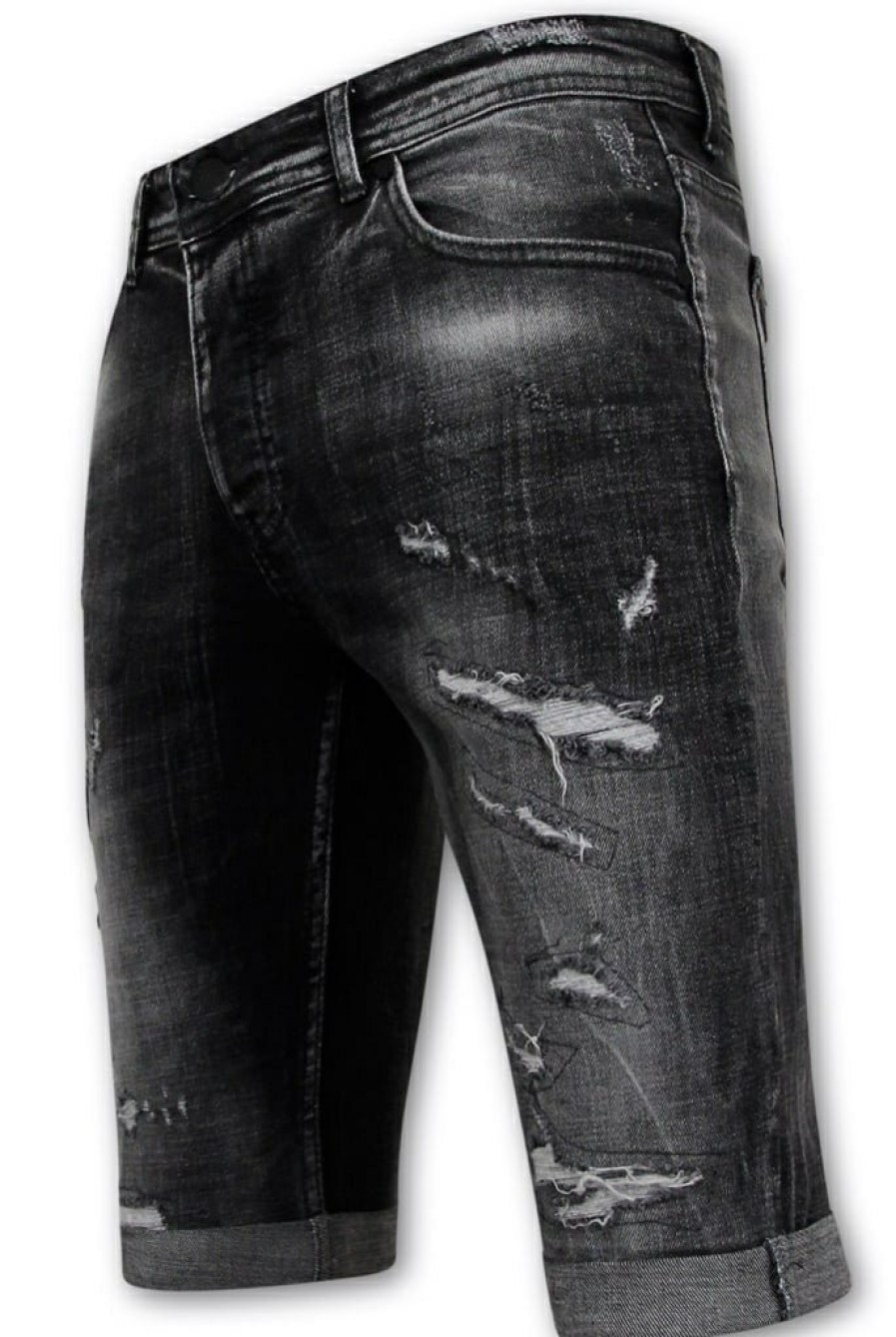 Pantalones Cortos local fanatic | Destroyed Shorts With Paint Splatter - Slim Fit -1086- Negro